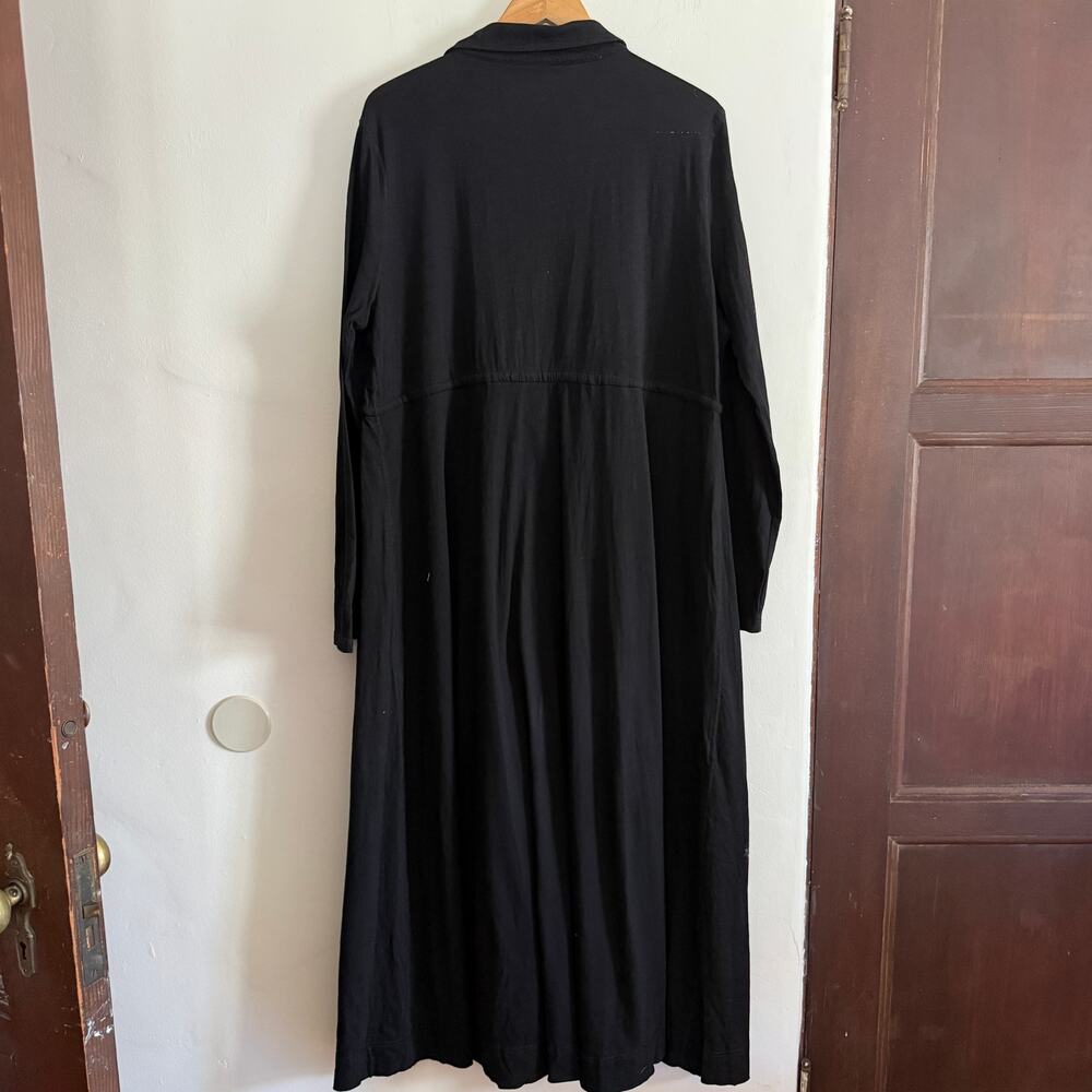 NATURAL LIFE | Black Slub Jersey Button Front Relaxed Fit Shirt Dress | Large - Picture 2 of 7